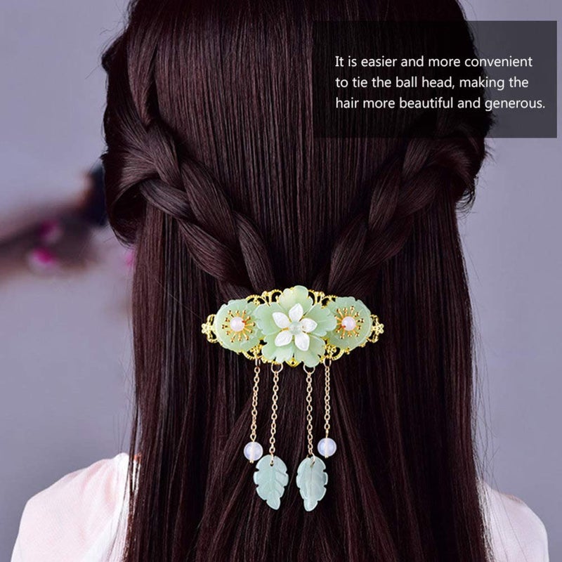 minkissy Glazed Flower Hair Clip 3.74X3.14 Inch Jade Hair Accessories Chinese Style Barrette for Women Festival Party Daily Use - Image 4
